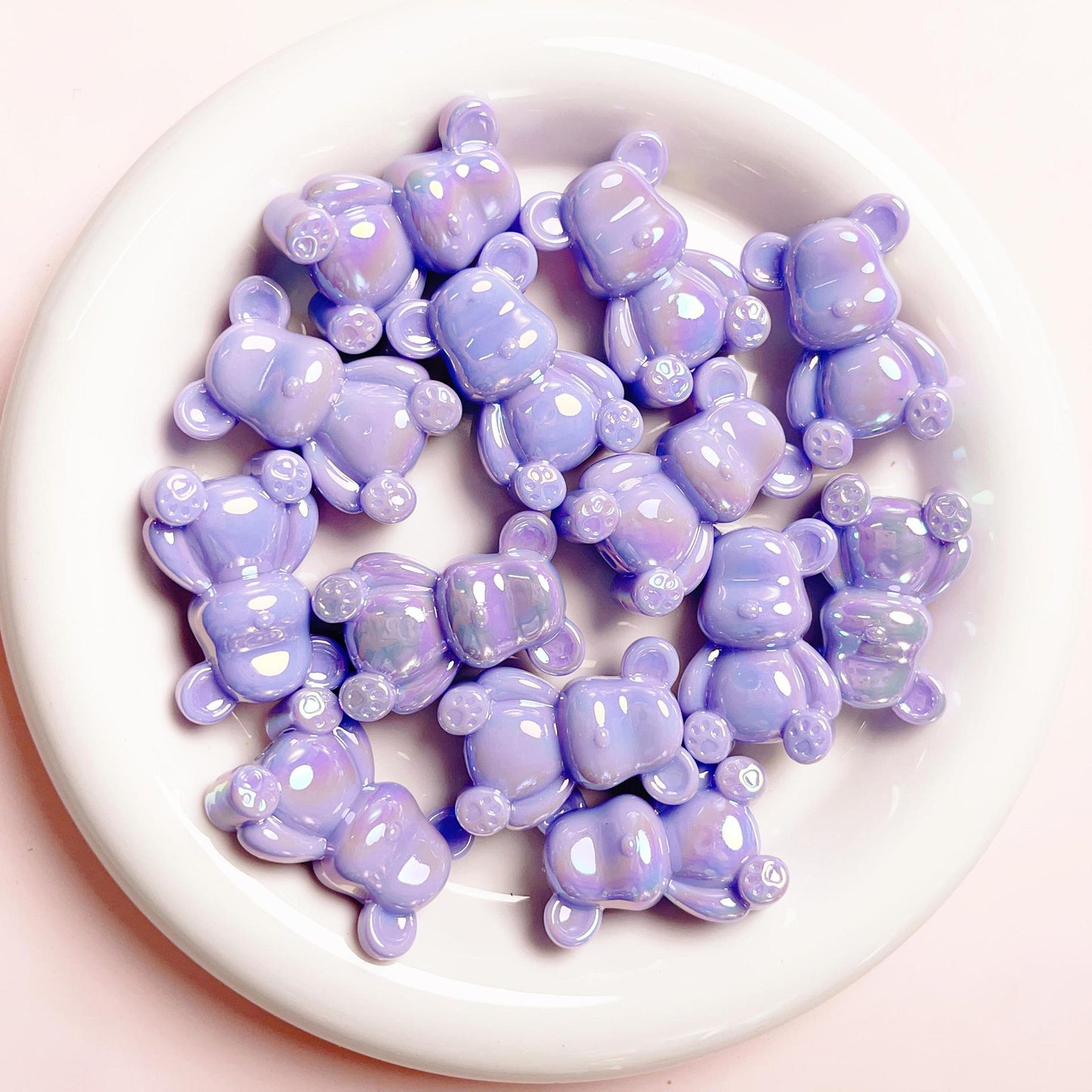 Glow In The Dark Plating Bear Acrylic Beads 24-34mm Two-Color 5pcs 16