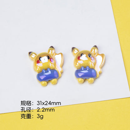 Plating Cute Pikachu Resin Beads Glossy Finish 20pcs 10