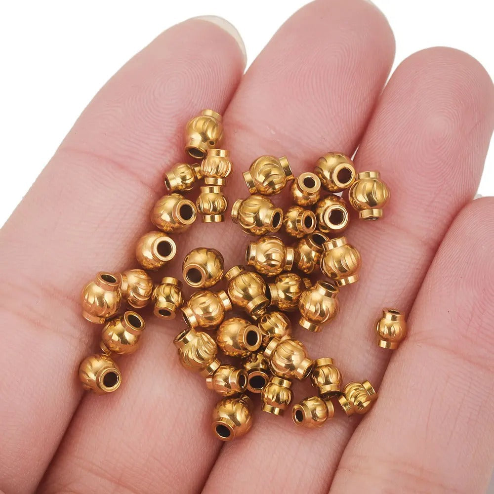 Stainless Steel Lantern Crimp Metal Beads 4/5/6mm Mixed Finish 20pcs 3