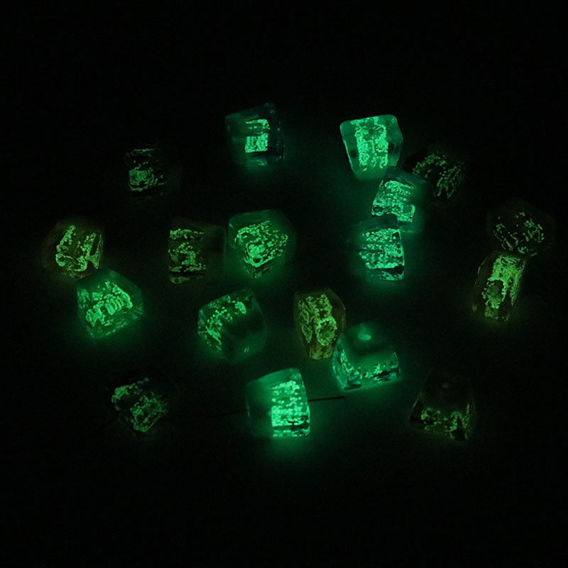 Lampwork Square Glass Beads 18mm Glow In The Dark Japan Fuji Mountain 25pcs 2