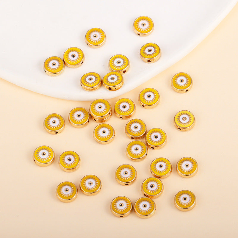 Irregular Shaped Metal Beads Double-Sided Enamel Evil Eye 20pcs 37