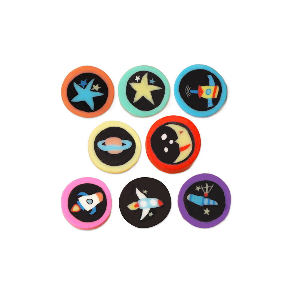 Flat Clay Beads 9mm Planet Series Colorful Space Designs 100pcs 5