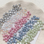 Lampwork Glass Beads Irregular Square 6mm Light Pastel Colors 10pcs 3