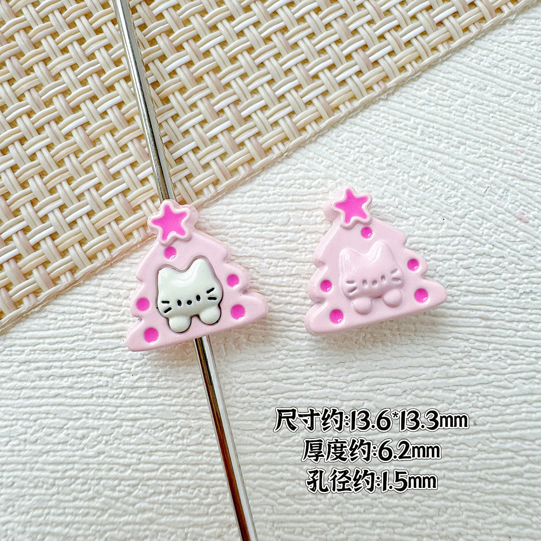 Christmas Tree and Birdcage Metal Beads 13-16mm Baking Painted 10pcs 6