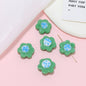 Lampwork Glass Beads Flower 19mm Hand Painted Six-Petal 10pcs 10