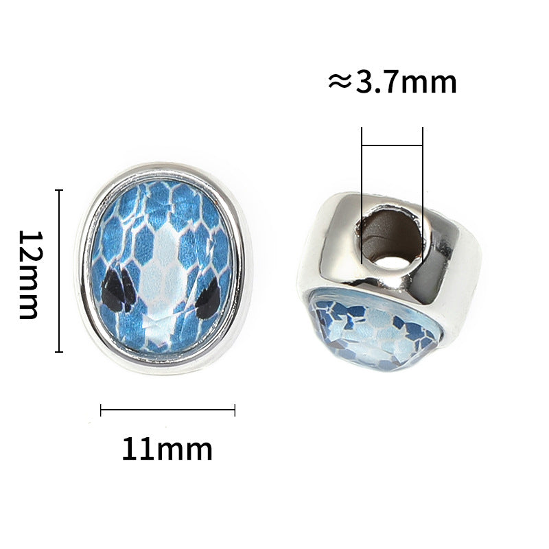 Plated Oval Acrylic Beads 12mm Snake Patterned Large 50pcs 3