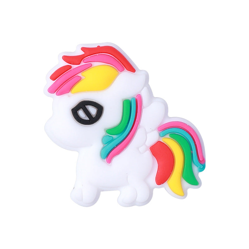 Silicone Focal Beads Rainbow Pony Rainbow Mane Smiling Face 10pcs 3