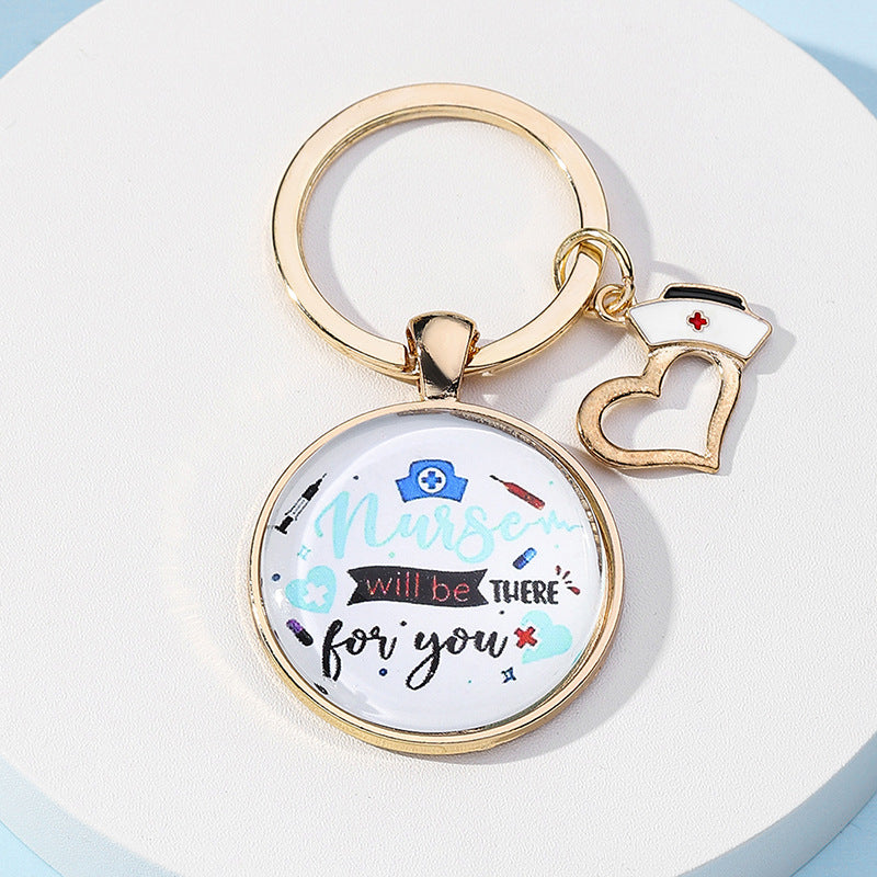 Metal Nurses Day Keychain Heart Nurse Cap Medical Theme 3