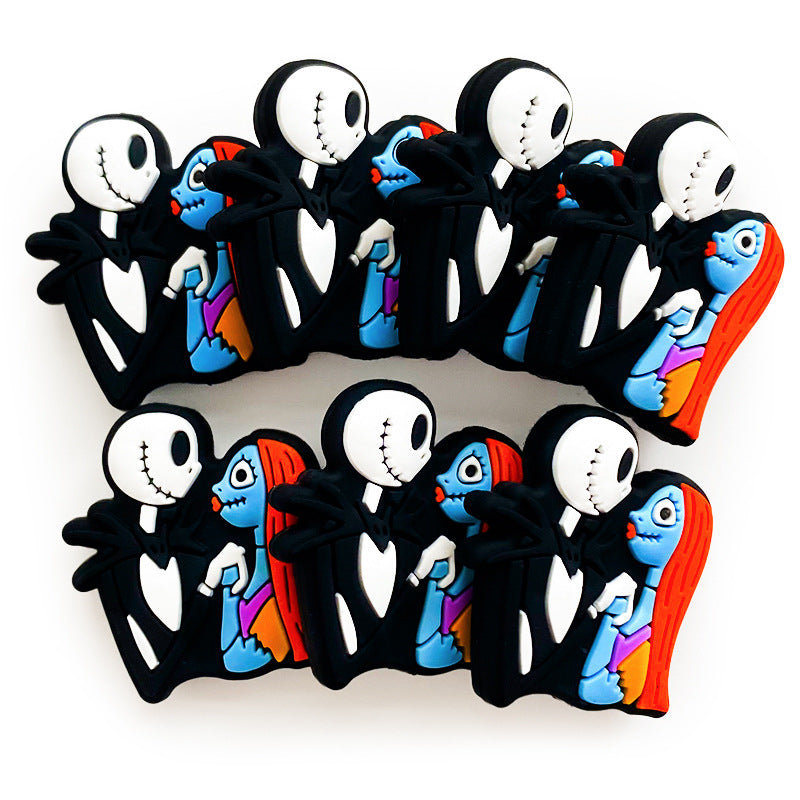 Silicone Focal Beads Halloween Ghost Couple Vibrant Colors 20pcs 3