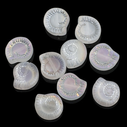 Electroplated Snail Glass Beads 12mm Transparent Iridescent 30pcs 6