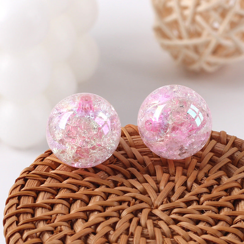 Plated Bubblegum Beads 18-20mm Dyed Core Crackle Glossy 20pcs 5