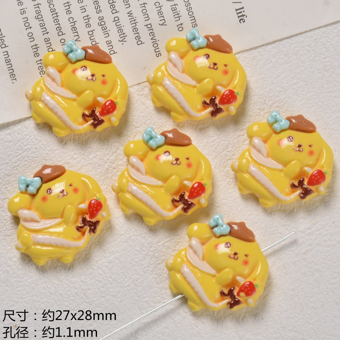 3D Enamel Character Resin Beads Glossy Pastel 2pcs 13