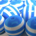 Striped Bubblegum Beads 16-20mm Lake Blue White Swirl 10pcs 2