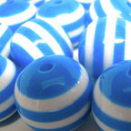 Striped Bubblegum Beads 16-20mm Lake Blue White Swirl 10pcs 2