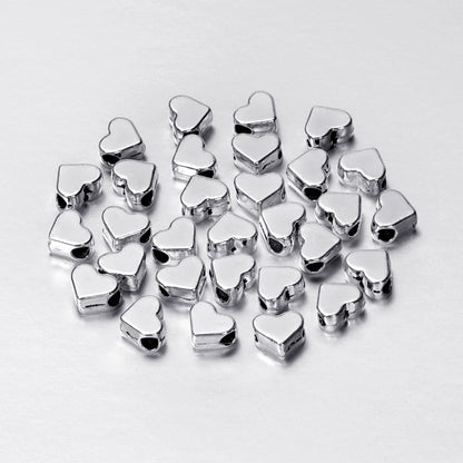 Smooth Flat Heart Acrylic Beads 7mm Shimmering Metallic 200pcs 6