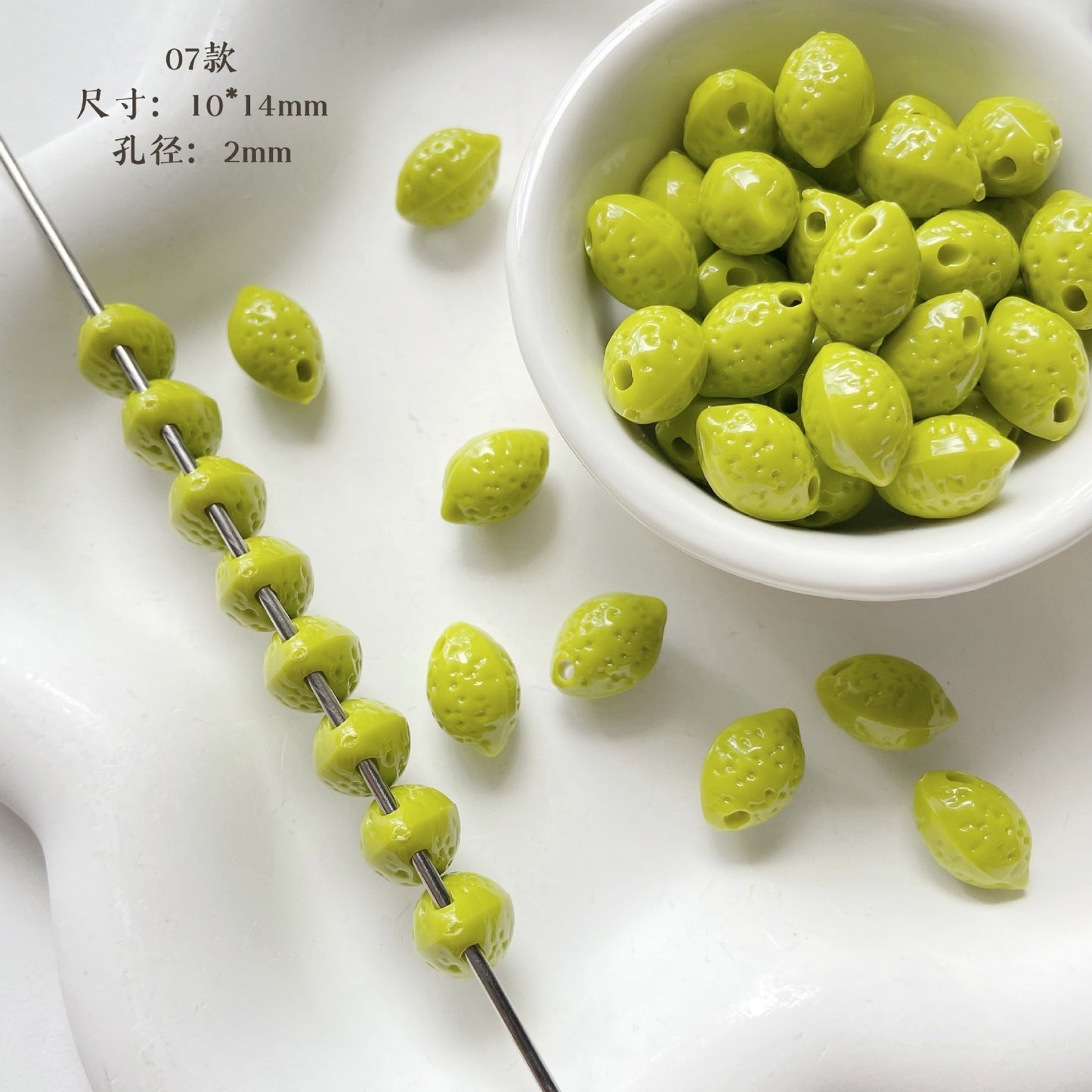 3D Fruit Series Acrylic Beads Playful Glossy Mixed Colors 50pcs 10
