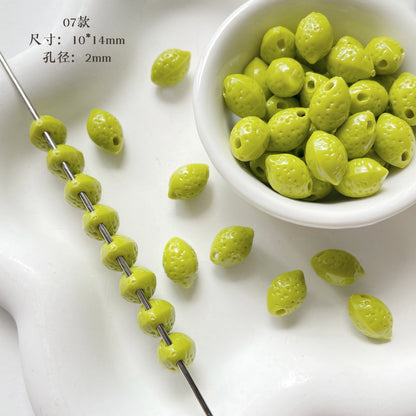 3D Fruit Series Acrylic Beads Playful Glossy Mixed Colors 50pcs 10