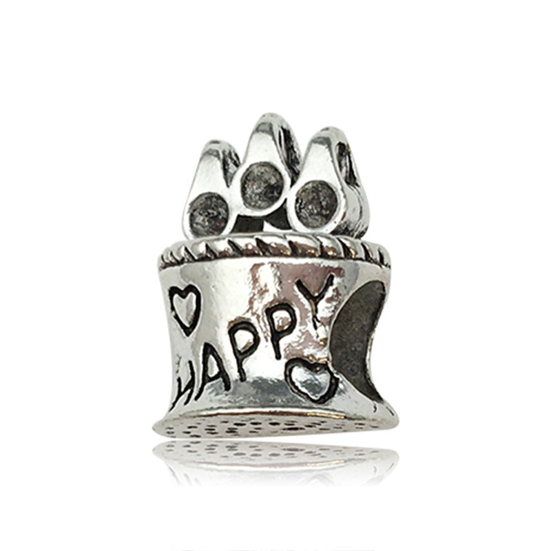 Heart Metal Beads Large Hole Antique Silver Tone 50pcs 13