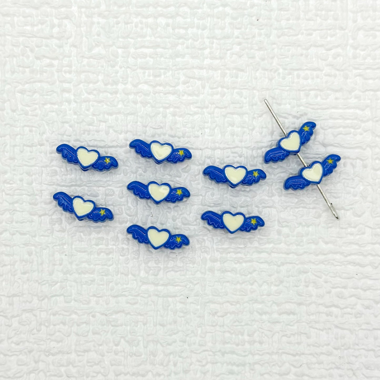 Heart Wing Metal Beads 14mm Bright Enamel Painted Alloy 20pcs 14