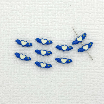 Heart Wing Metal Beads 14mm Bright Enamel Painted Alloy 20pcs 14