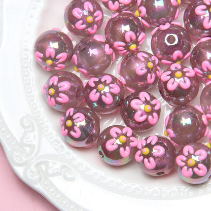 Hand Painted Daisy Bee Series Acrylic Beads 16mm Colorful Glossy 10pcs 3