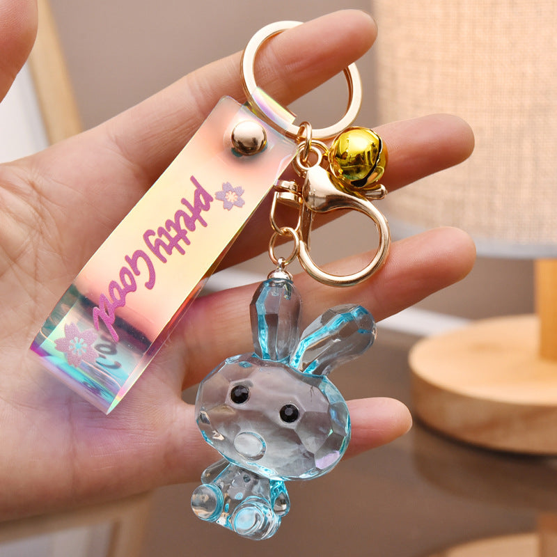 Acrylic Transparent Rabbit Keychain Creative Cute Bunny Charm 3