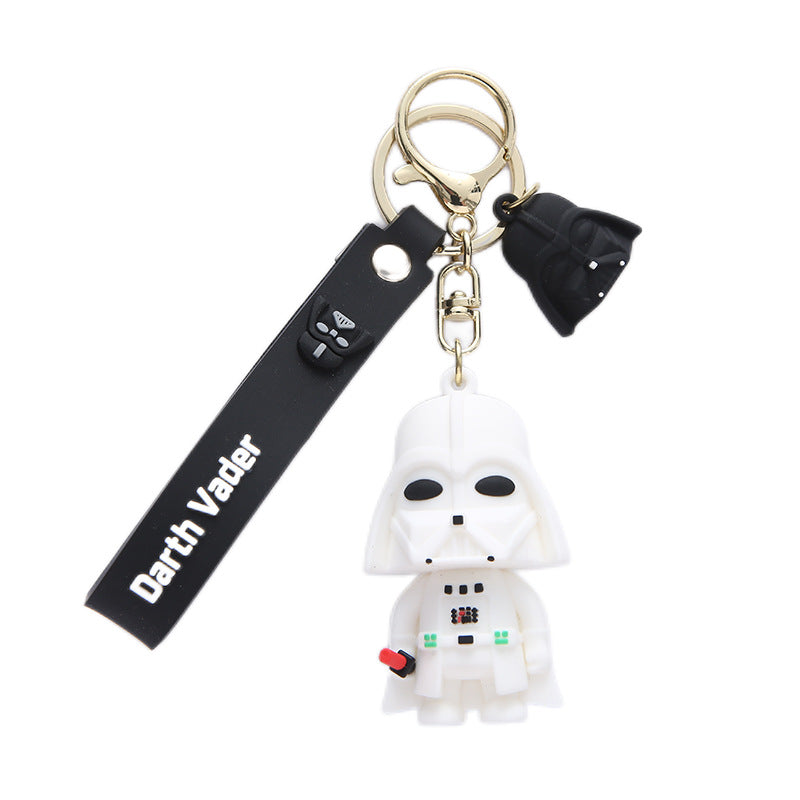 Silicone Samurai Keychain Black White Monochrome Cartoon Charm 5