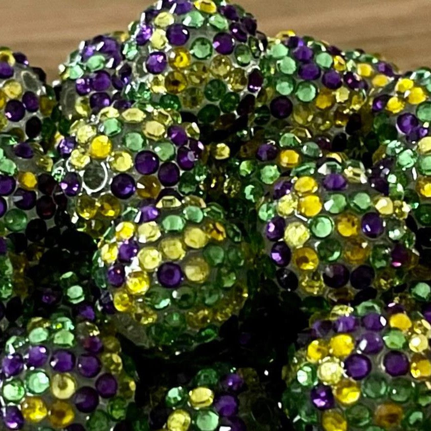 Rhinestone Bubblegum Beads 10-22mm Purple Green Yellow Tone 5pcs 2