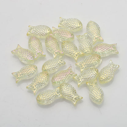 Electroplated Transparent Fish Glass Beads 8x15mm 30pcs 17