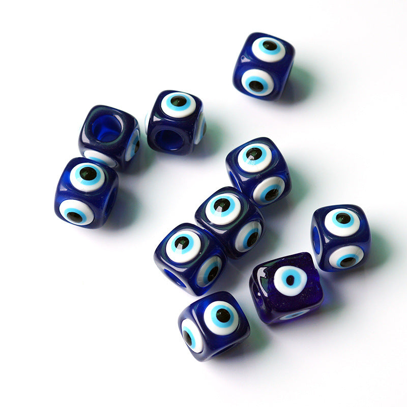 Evil Eye Resin Square Beads 12-18mm Deep Blue Glossy 20pcs 5