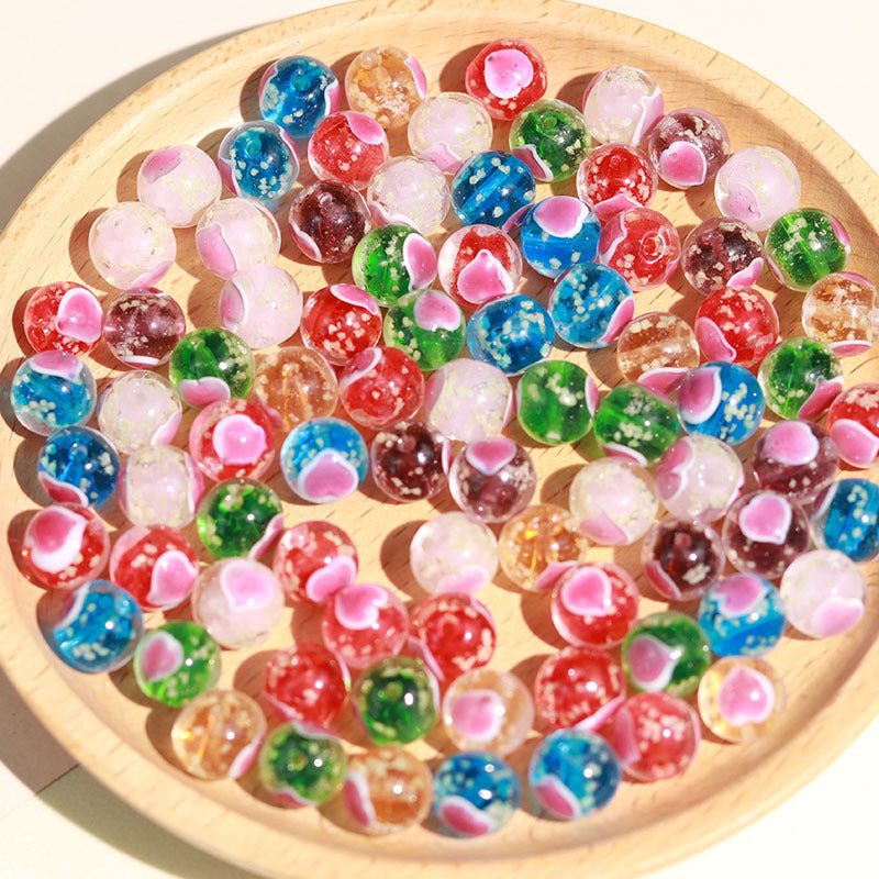 Lampwork Glass Beads Heart 10mm Glow In The Dark Painted 50pcs 3