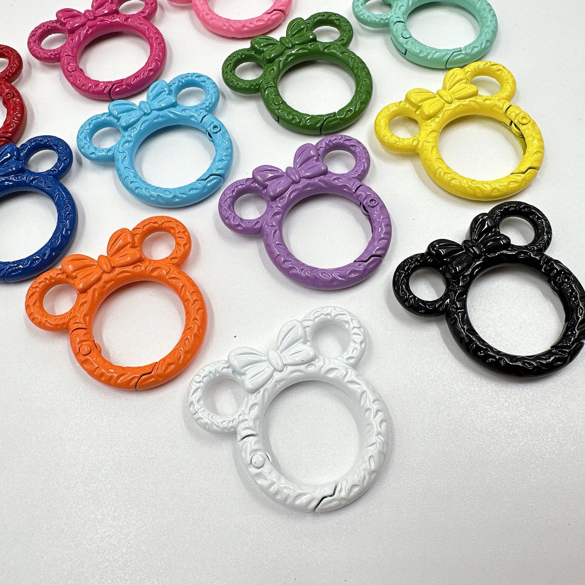 Zinc Alloy Mickey Head Spring Keyrings 28mm Colorful Painted 10pcs 2