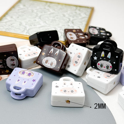 Printed Handbag Acrylic Beads 25mm Whimsical Face Star Design 50pcs 3