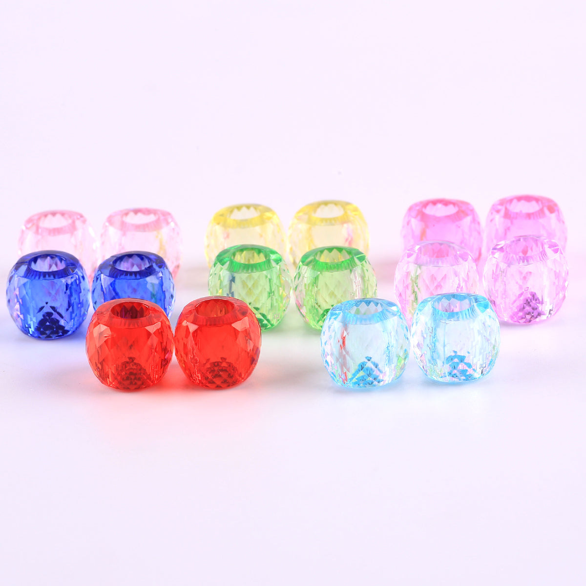Faceted Pony Beads Acrylic 13mm Transparent Large Hole 50pcs 4