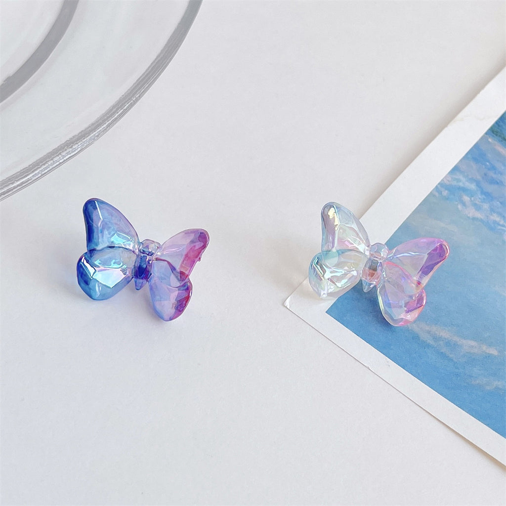 Transparent Faceted Butterfly Acrylic Beads 24mm Two-Color UV Gradient 100pcs 3