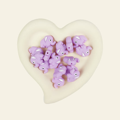 Silicone Focal Beads Elephant Animals Smiling Face Pastel Colors 20pcs 11