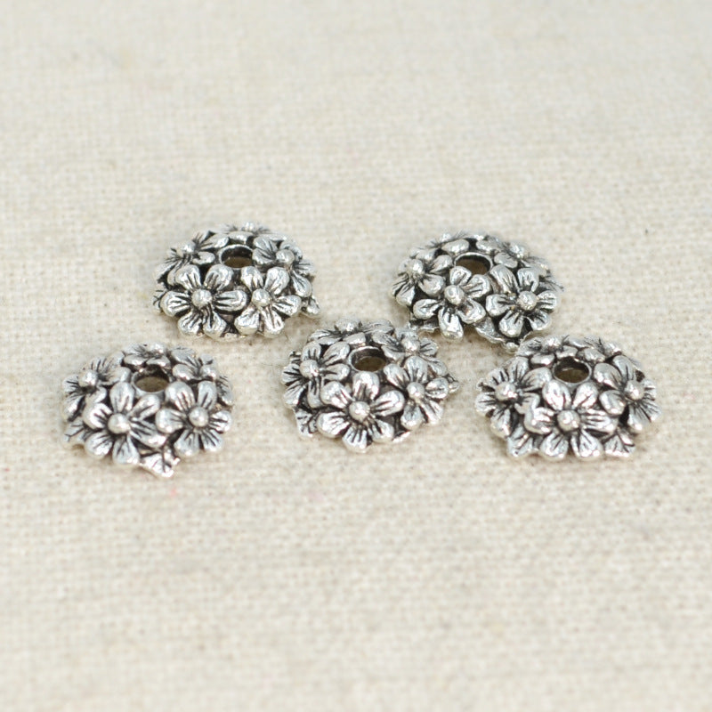 Alloy Flower Bead Caps 12mm Antique Silver Cluster 100pcs