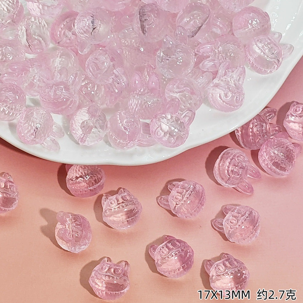 Big-Head Labub Glass Beads 17mm Translucent Rabbit Shape 25pcs 8