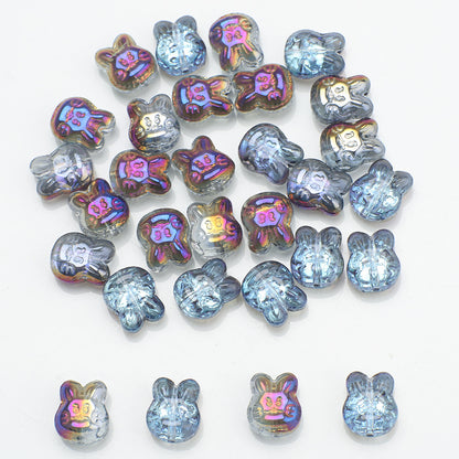 Plating Bunny Head Glass Beads 12mm Iridescent 30pcs 15