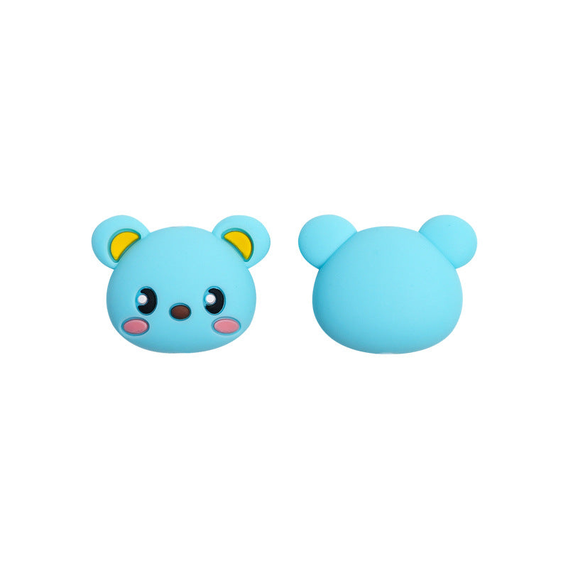 Silicone Focal Beads KT Cat Bear Faces Yellow Blue 20pcs 6