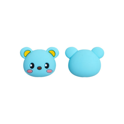 Silicone Focal Beads KT Cat Bear Faces Yellow Blue 20pcs 6