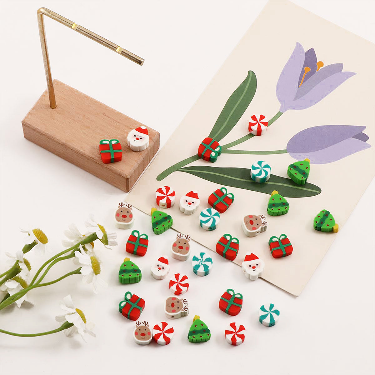 Christmas Santa Claus Clay Beads 10mm Multicolor 100pcs 3