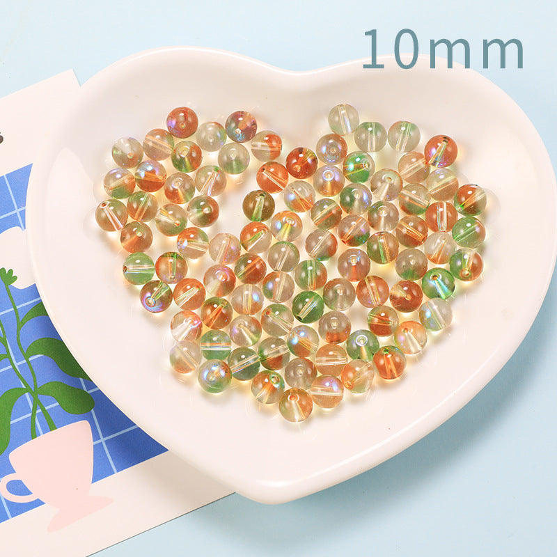 Transparent Double Color Glass Beads 10mm Glossy Shimmer 10pcs 14