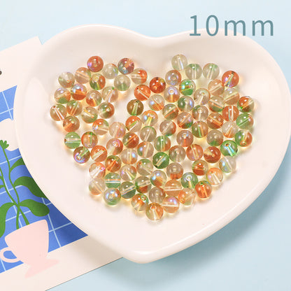 Transparent Double Color Glass Beads 10mm Glossy Shimmer 10pcs 14