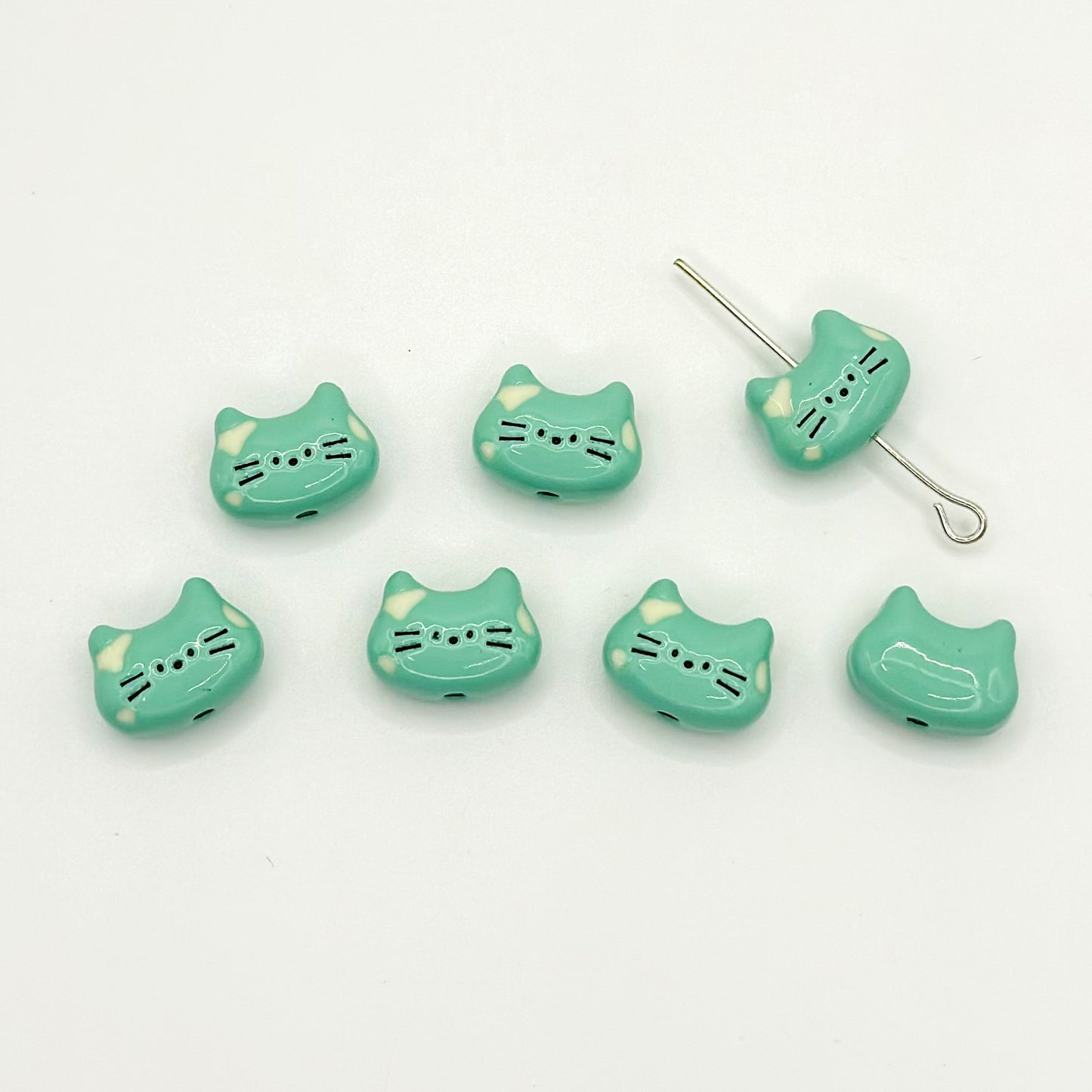 Kitten Metal Beads 12mm Baking Painted Colorful 10pcs 7