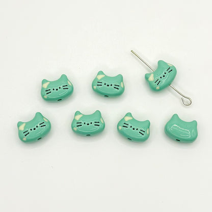 Kitten Metal Beads 12mm Baking Painted Colorful 10pcs 7