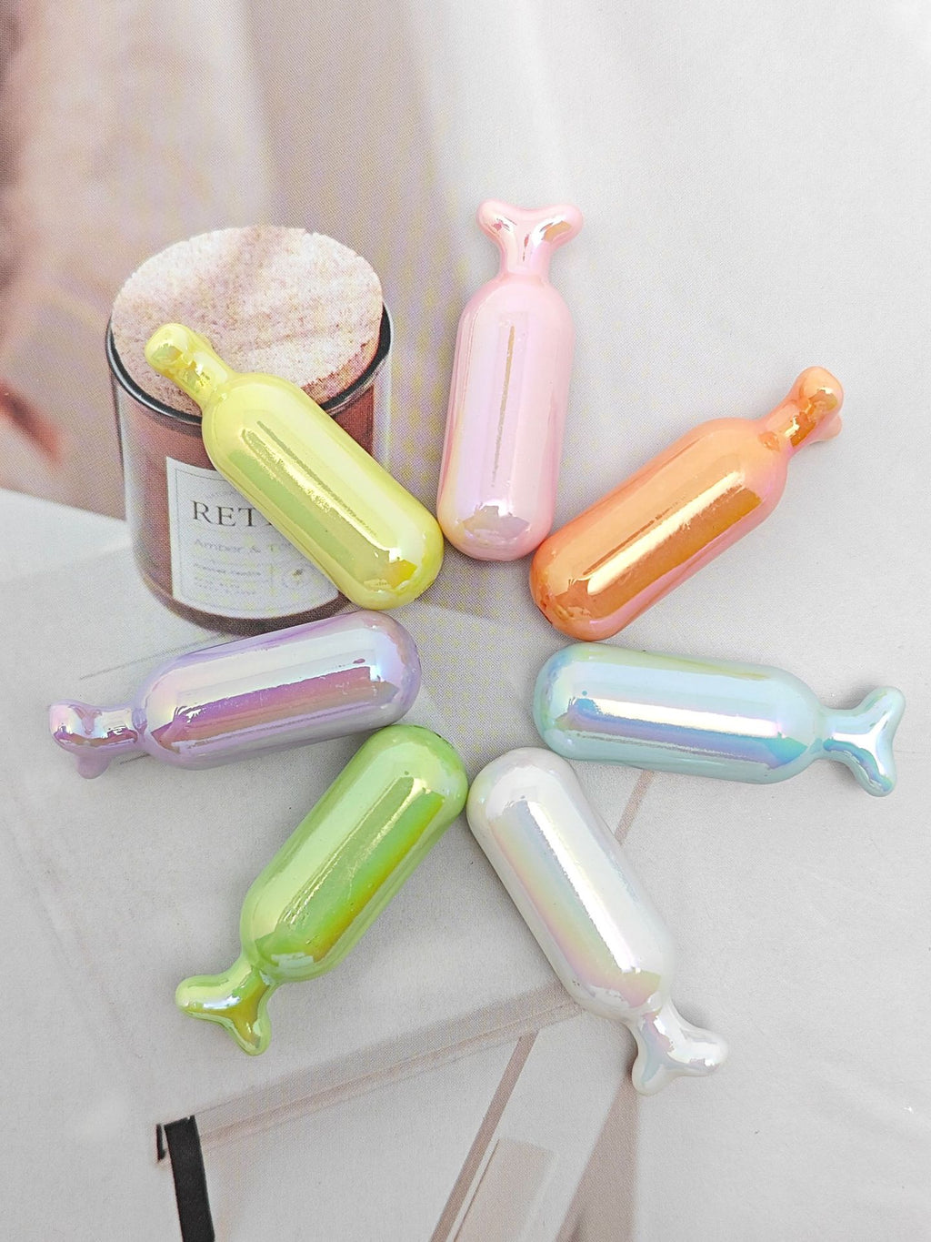 UV Plating Wishing Bottle Acrylic Beads 40*13mm Glossy Pastel 50pcs 6