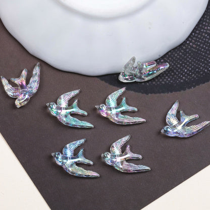 Plating Flying Bird Acrylic Beads 18mm Transparent 100pcs 3
