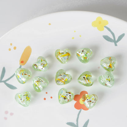Vintage Japanese Hand Painted Heart Glass Beads 14-15mm 1pc 9