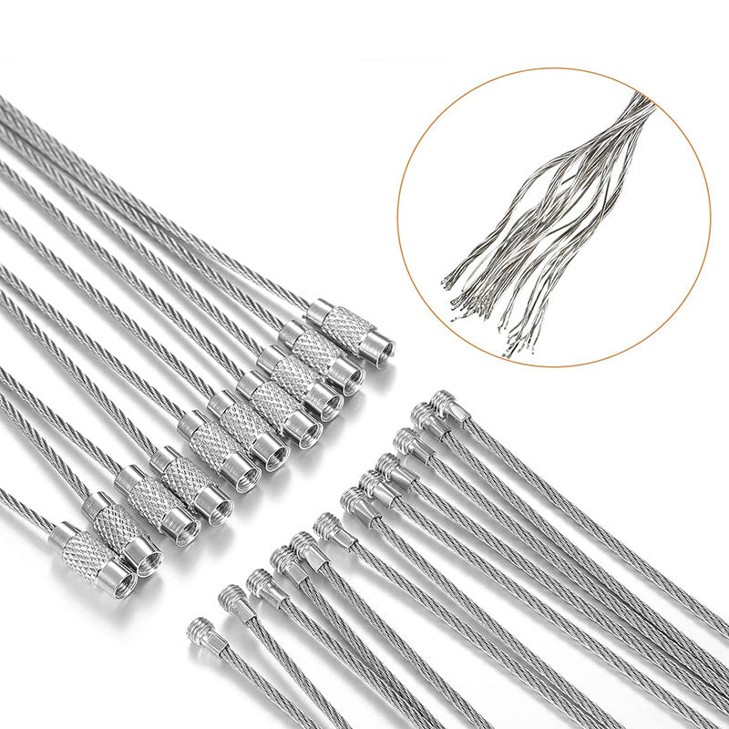 Beadable Cup Charm Wire Stainless Steel Twisted Cable with Screw Clasp 20pcs 3